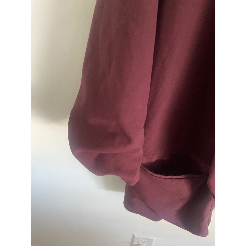 Candies Womens Burgundy Ruched Sleeve Open Front Blazer Jacket Size L - Picture 3 of 7